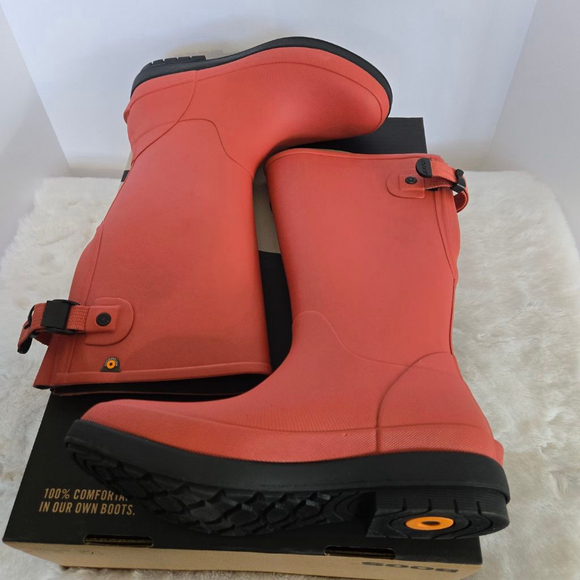 Women's Bogs Amanda II Tall Rain Boots US 7 Red-Orange Black - Picture 5 of 10